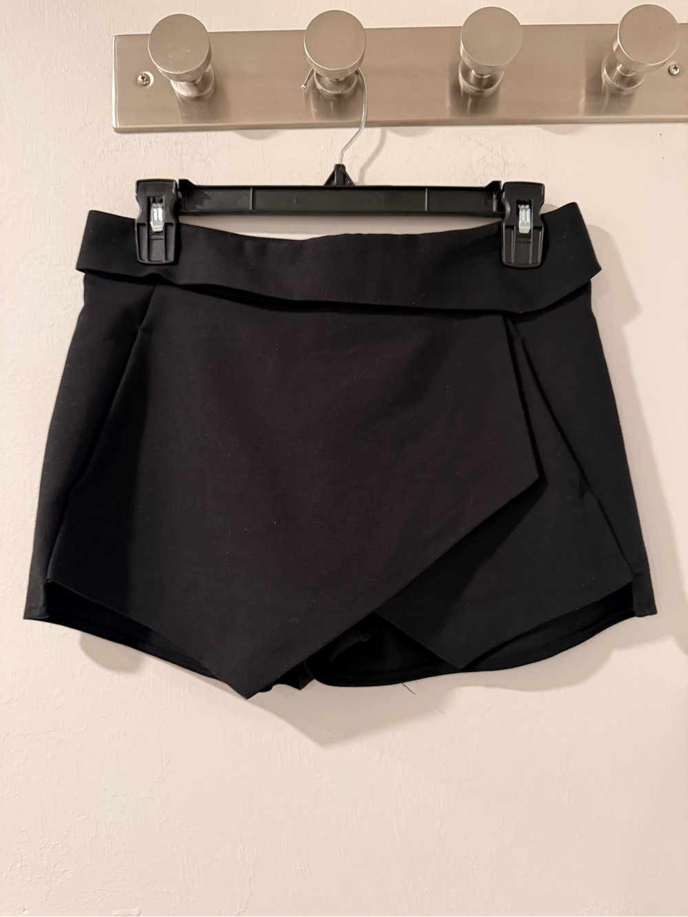 Zara Black Asymmetrical Wrap Skort High Waist Dressy Mini Party Shorts